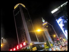 Luohu district by night - International Foreign Trade Center and Panglin Hotel seen from Shennan East Road